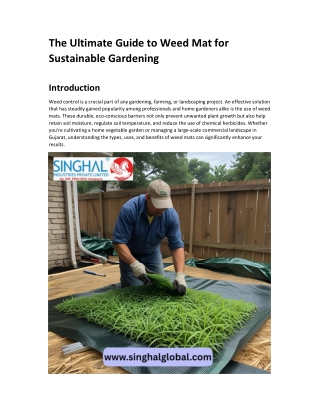 The Ultimate Guide to Weed Mat for Sustainable Gardening