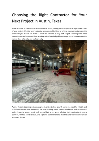 Choosing the Right Contractor for Your Next Project in Austin, Texas