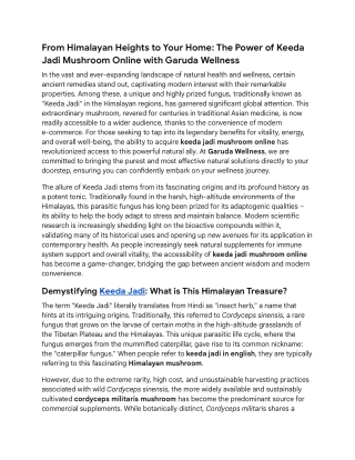 Power of Keeda Jadi Mushroom Online with Garuda Wellness