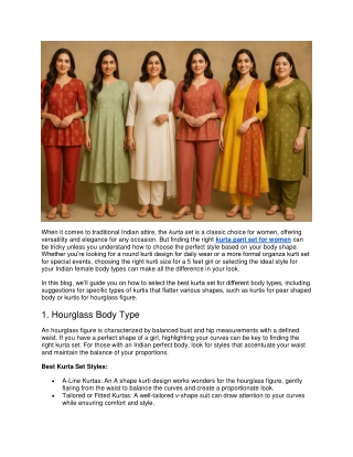 Kurta Sets for Different Body Types How to Choose the Best Fit