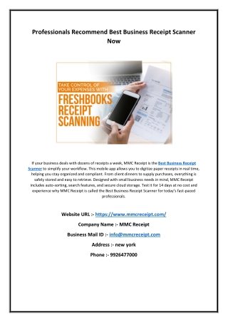 Professionals Recommend Best Business Receipt Scanner Now