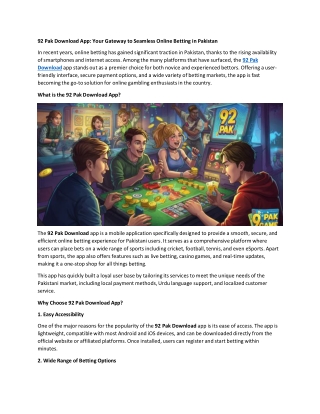 Title: How to Get Started with Pak92: A Guide to Online Betting in 2025