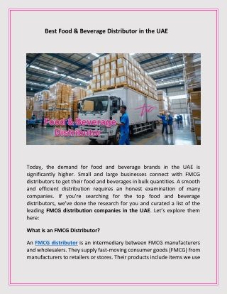 Best Food & Beverage Distributor in the UAE