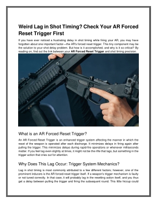 AR-15 Forced Reset Trigger - Performance, Legality & Safety