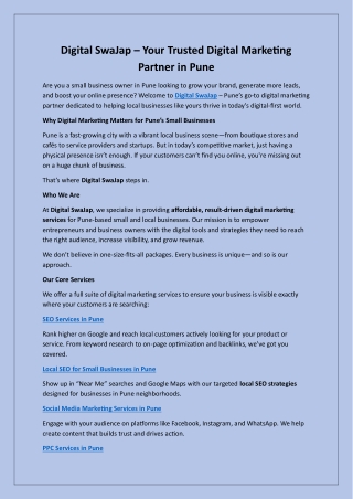 Digital SwaJap – Your Trusted Digital Marketing Partner in Pune
