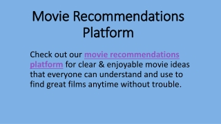 Movie Recommendations Platform