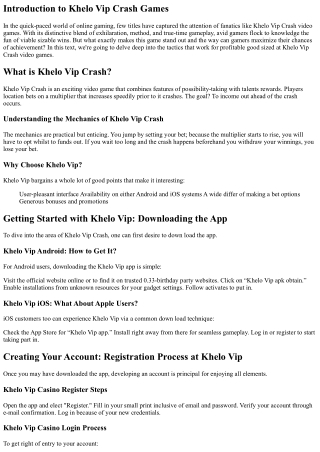 “Winning Big at Khelo Vip Crash Games: Strategies That Work”