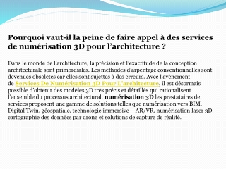 Pourquoi vaut-il la peine de faire appel à des services de numérisation 3D pour