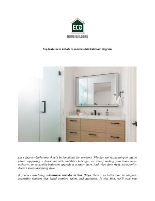 Top Features to Include in an Accessible Bathroom Upgrade