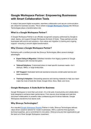 Google Workspace Partner_ Empowering Businesses with Smart Collaboration Tools
