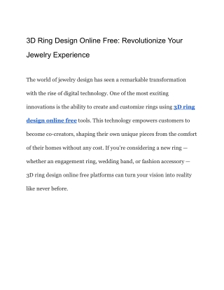 3D Ring Design Online Free_ Revolutionize Your Jewelry Experience