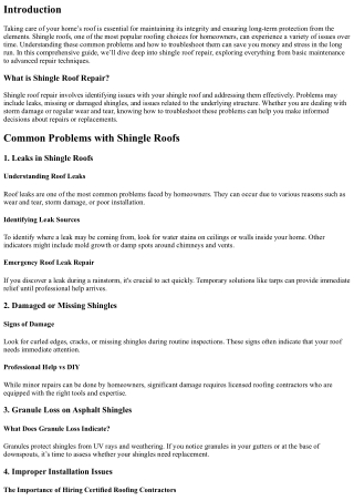 Shingle Roof Repair: Troubleshooting Common Problems