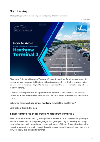 Smart Car Parking at Heathrow Terminal 3 – Save Time & Skip the Stress