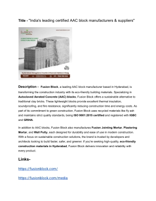 AAC block manufacturers & suppliers