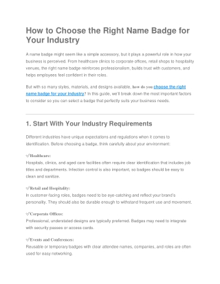 How to Choose the Right Name Badge for Your Industry