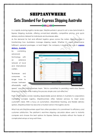Ship2Anywhere For Express Shipping Australia