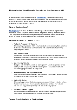 Electrogallery Your Trusted Source for Electronics and Home Appliances in 2025