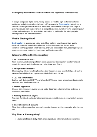 Electrogallery Your Ultimate Destination for Home Appliances and Electronics