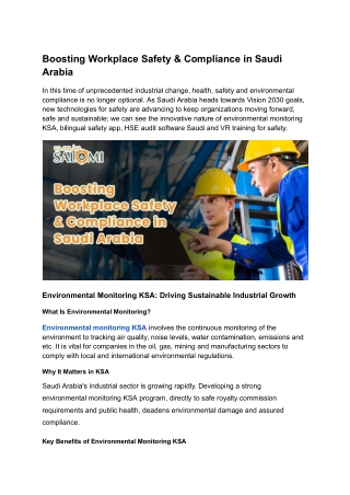 Boosting Workplace Safety & Compliance in Saudi Arabia
