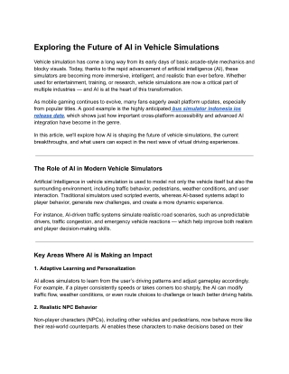 Exploring the Future of AI in Vehicle Simulations