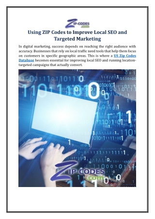 Using ZIP Codes to Improve Local SEO and Targeted Marketing