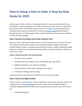 How to Setup a Gym in India- A Step-by-Step Guide for 2025