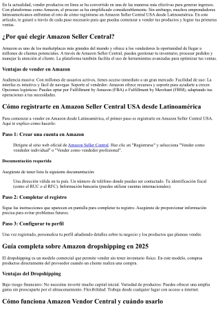 Cómo registrarte en Amazon Seller Central USA desde Latinoamérica
