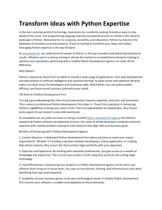Transform Ideas with Python Expertise