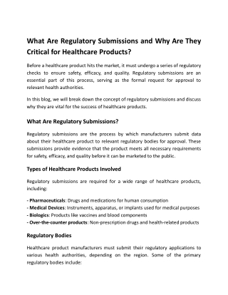 What Are Regulatory Submissions and Why Are They Critical for Healthcare Product