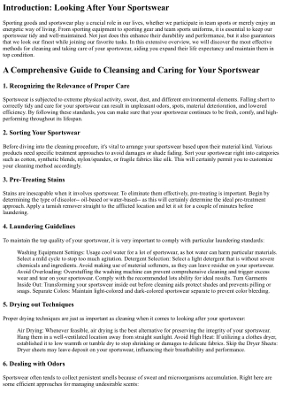 A Comprehensive Guide to Cleansing and Caring for Your Sportswear