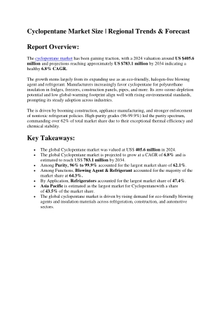Cyclopentane Market Trends by Region | Competitive & Growth Insights