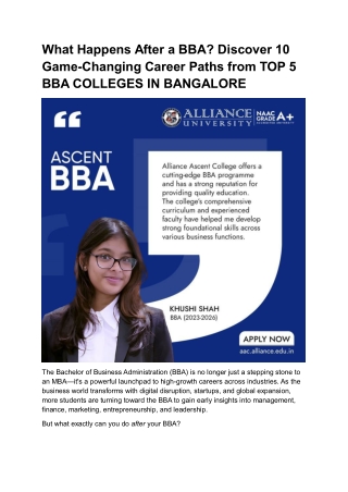 What Happens After a BBA Discover 10 Game-Changing Career Paths from TOP 5 BBA COLLEGES IN BANGALORE