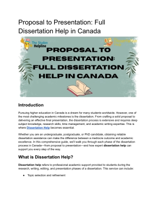 Proposal to Presentation_ Full Dissertation Help in Canada