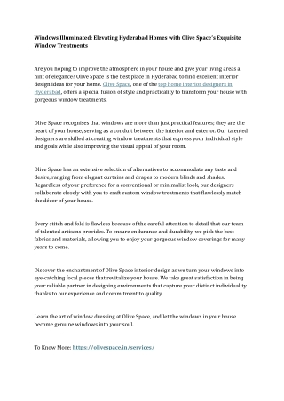 Windows Illuminated Elevating Hyderabad Homes with Olive Space’s Exquisite Window Treatments