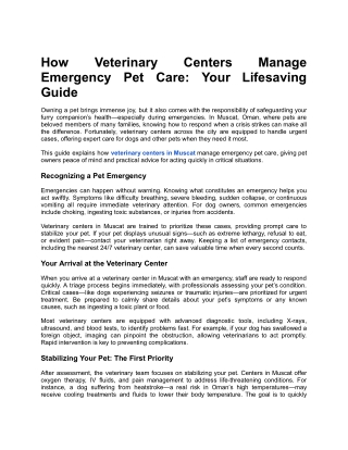 How Veterinary Centers Manage Emergency Pet Care_ Your Lifesaving Guide