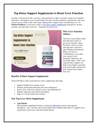 Top Detox Support Supplements to Boost Liver Function