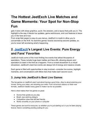JeetExch – Explore Digital Sports and Game Highlights