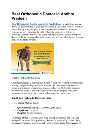 Best Orthopedic Doctor in Andhra Pradesh