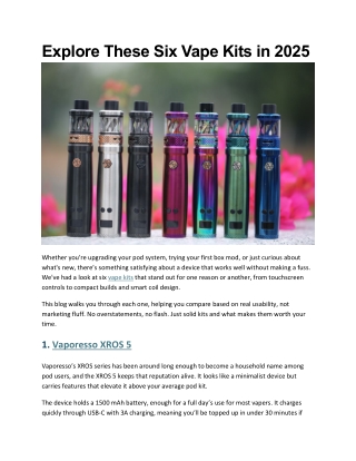 Explore These Six Vape Kits in 2025