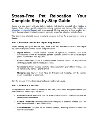 Stress-Free Pet Relocation: Your Complete Step-by-Step Guide