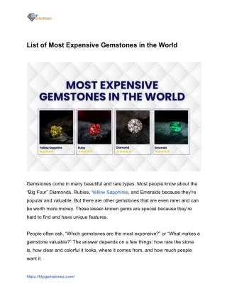 List of Most Expensive Gemstones in the World