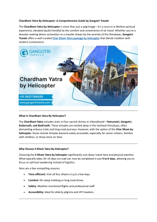 Chardham Yatra By Helicopter