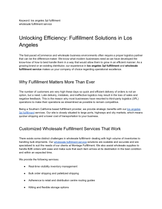 Unlocking Efficiency: Fulfillment Solutions in Los Angeles
