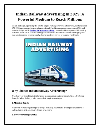 Indian Railway Advertising In 2025: A Powerful Medium to Reach Millions