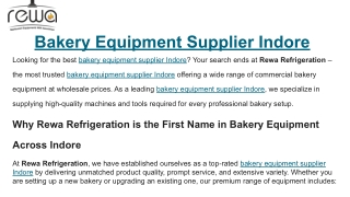 Bakery Equipment Supplier Indore