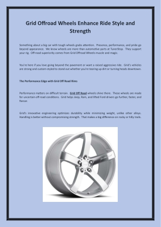 Grid Offroad Wheels Enhance Ride Style and Strength