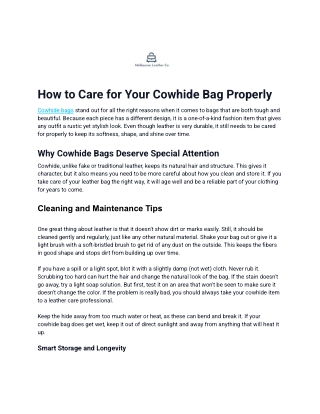 How to Care for Your Cowhide Bag Properly