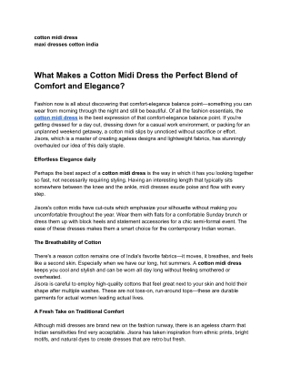 What Makes a Cotton Midi Dress the Perfect Blend of Comfort and Elegance?