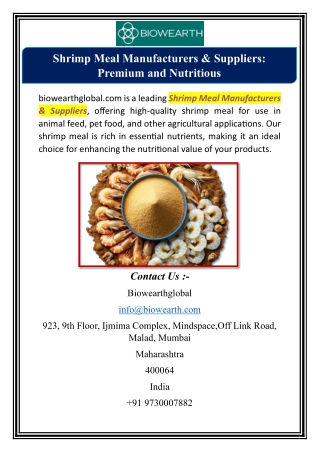 Shrimp Meal Manufacturers & Suppliers