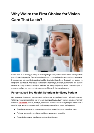 Top Reasons to Choose Robin Hall Opticians for Eye Health